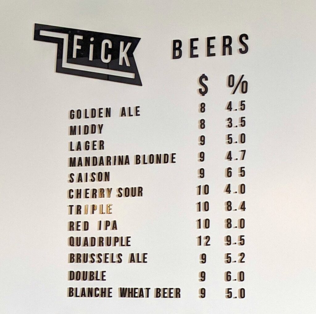Fick Brewing Tap List